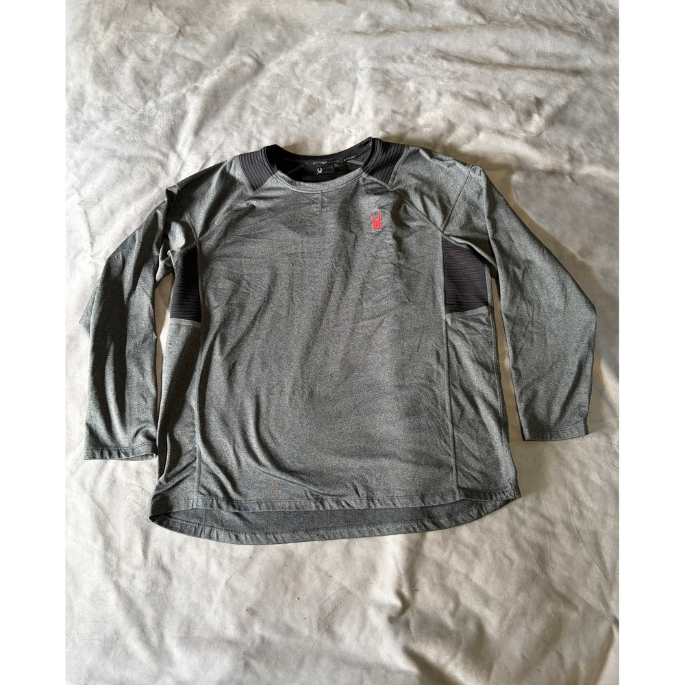 Spyder Active Mens XL Gray Long Sleeve Performance Shirt ProWeb Athletic Top